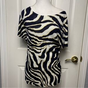 Vintage Cache 90s Y2K off the shoulder metallic zebra print slouchy top Large